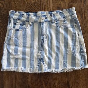 Rewash Blue and White Striped Denim Mini Skirt